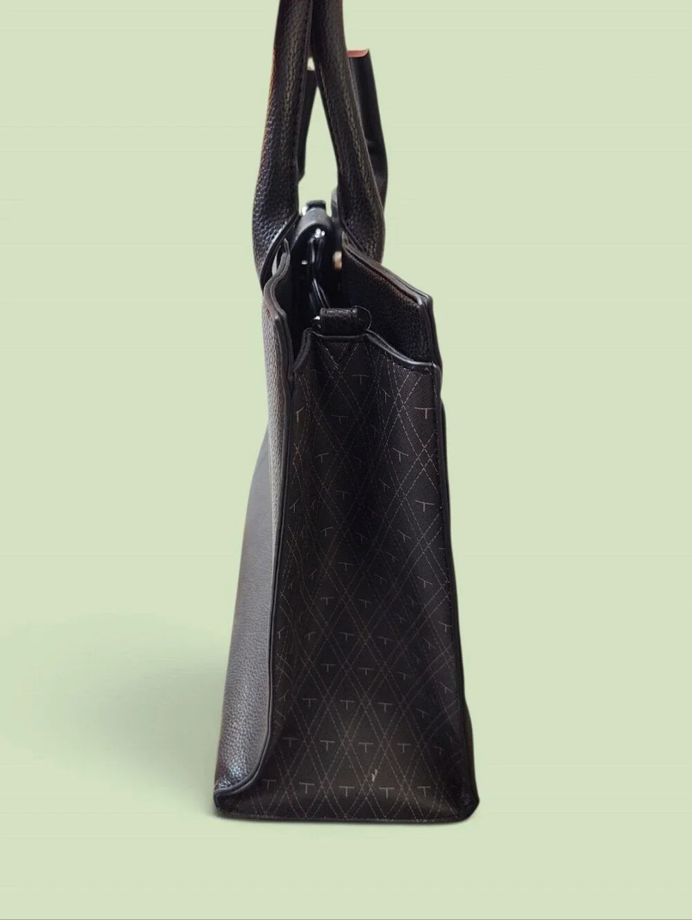 NWOT Tahari Black Pebble Faux Leather Briefcase Tote